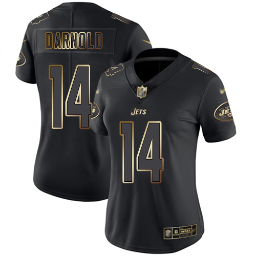 New York Jets Limited Black Gold Women Sam Darnold Jersey NFL Football #14 Vapor Untouchable->new york jets->NFL Jersey